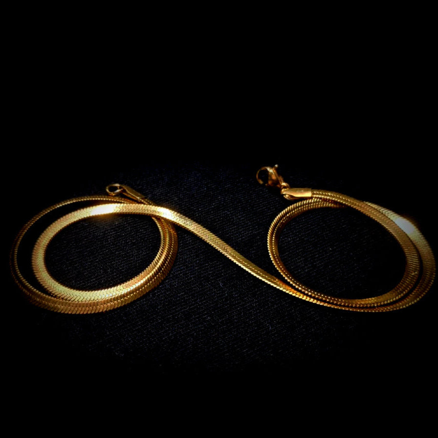 Gold Snake Chain & Bracelet Set 4mm