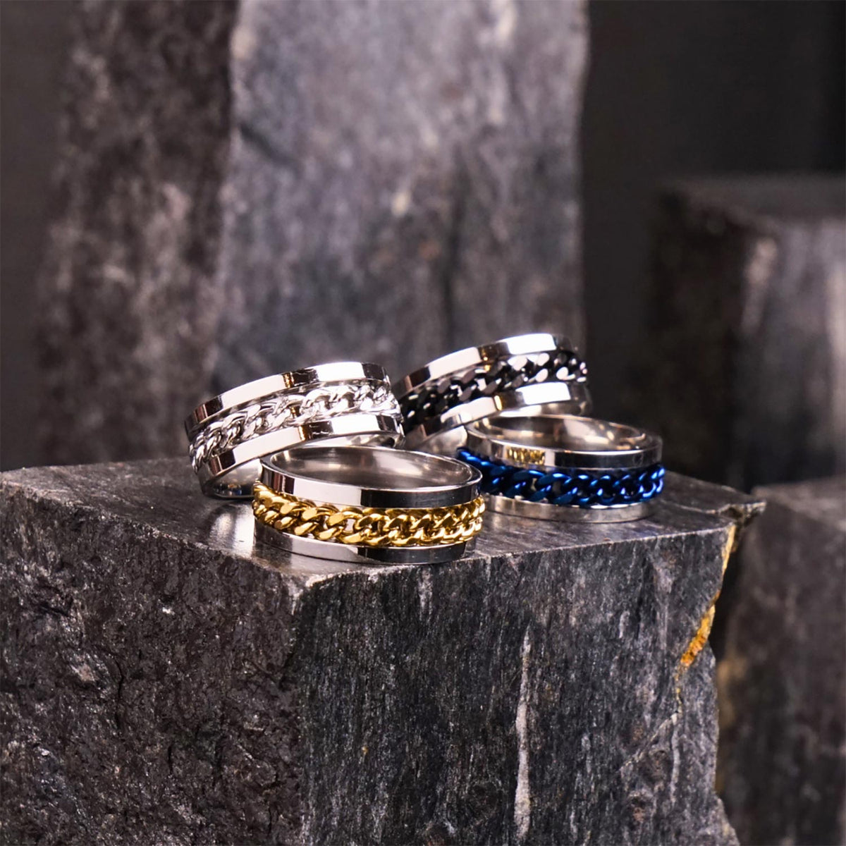 Golden Curb Chain Ring - 6 mm