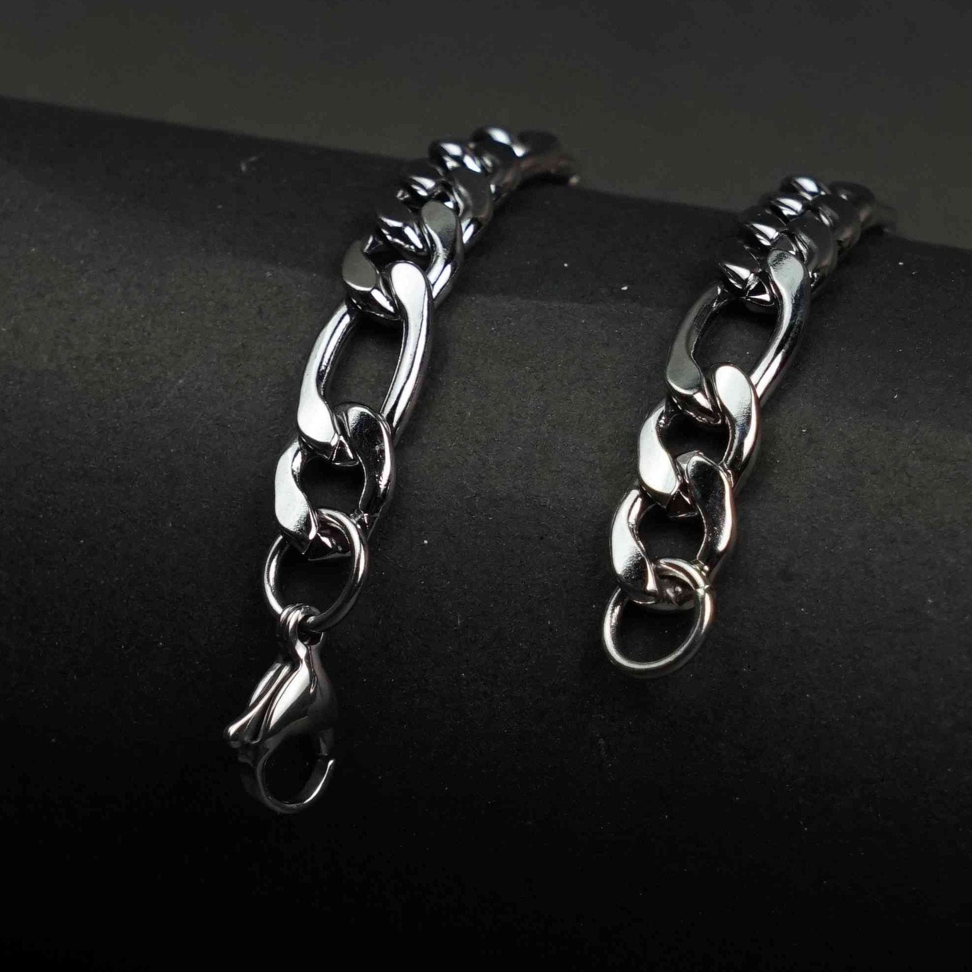 Silver Figaro Chain & Bracelet Set 6mm