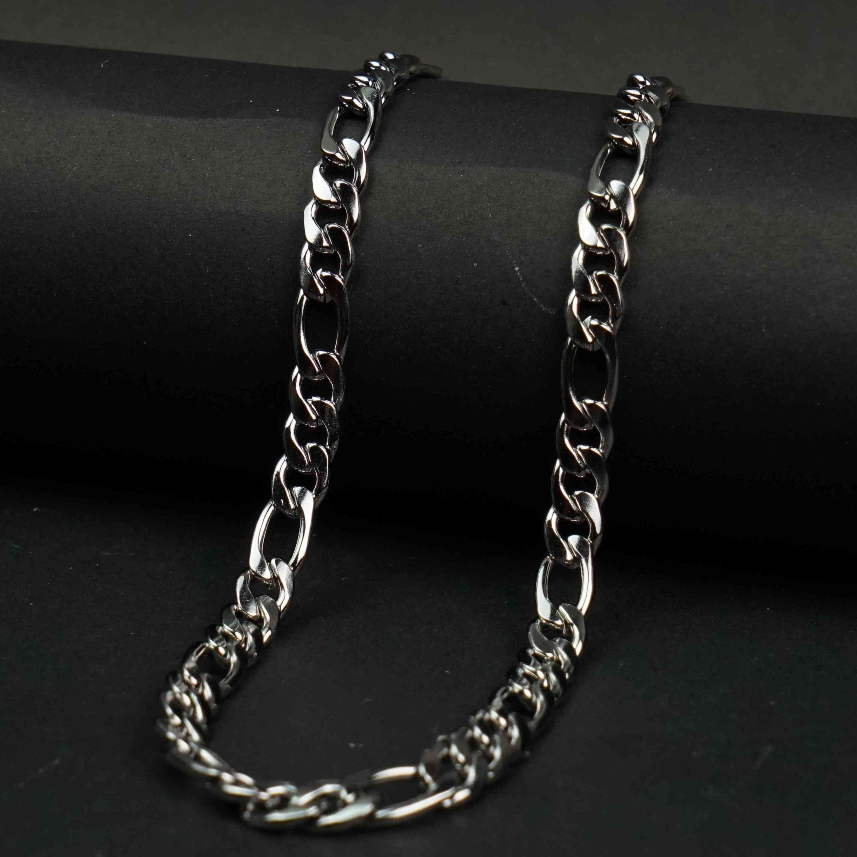 Silver Figaro Chain & Bracelet Set 6mm