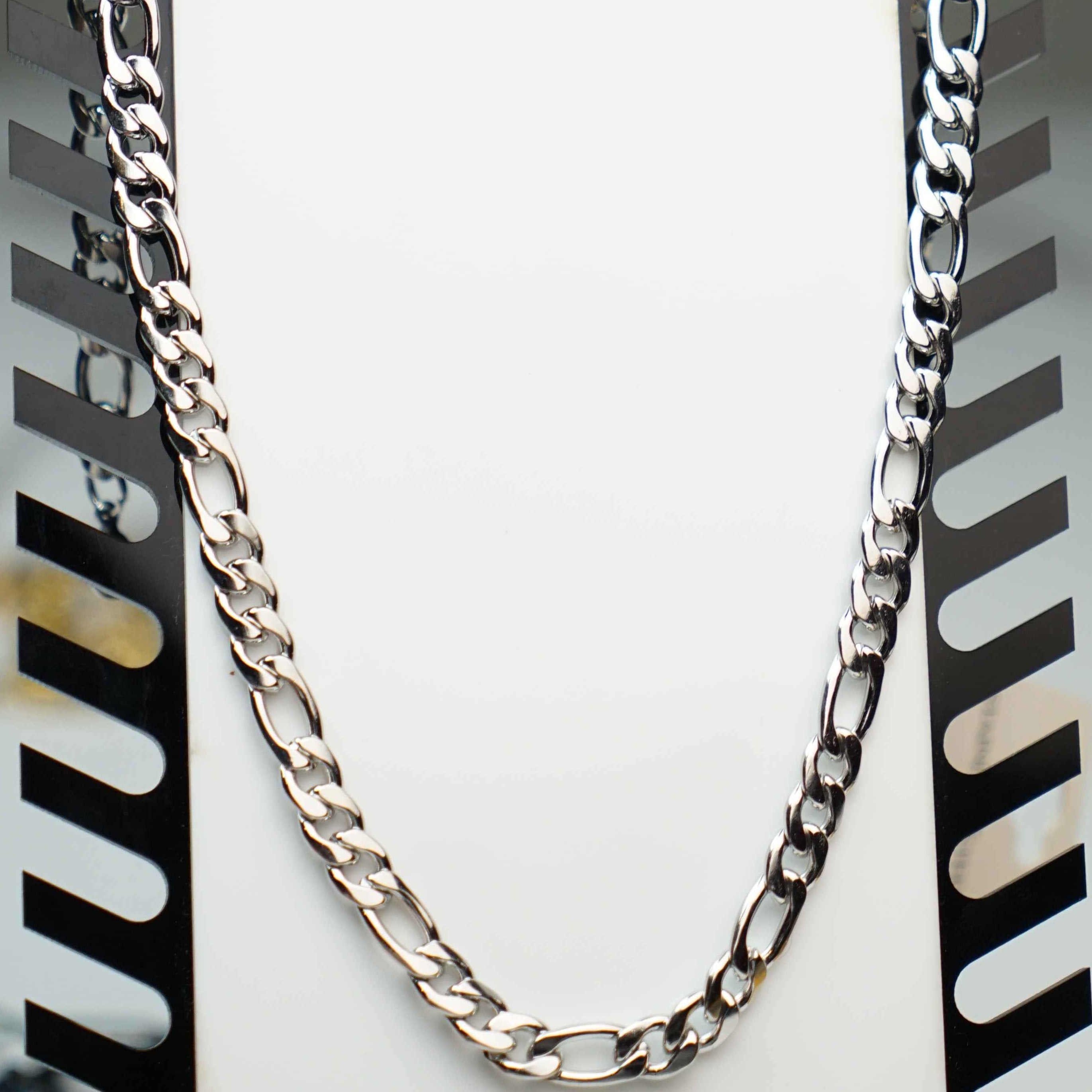 Silver Figaro Chain & Bracelet Set 6mm