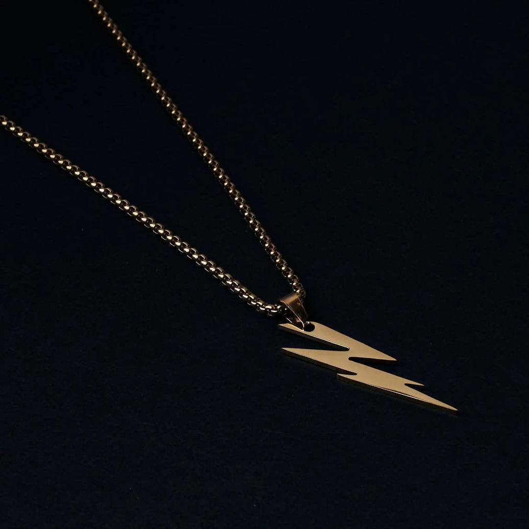 Gold Lightning Pendant & Chain