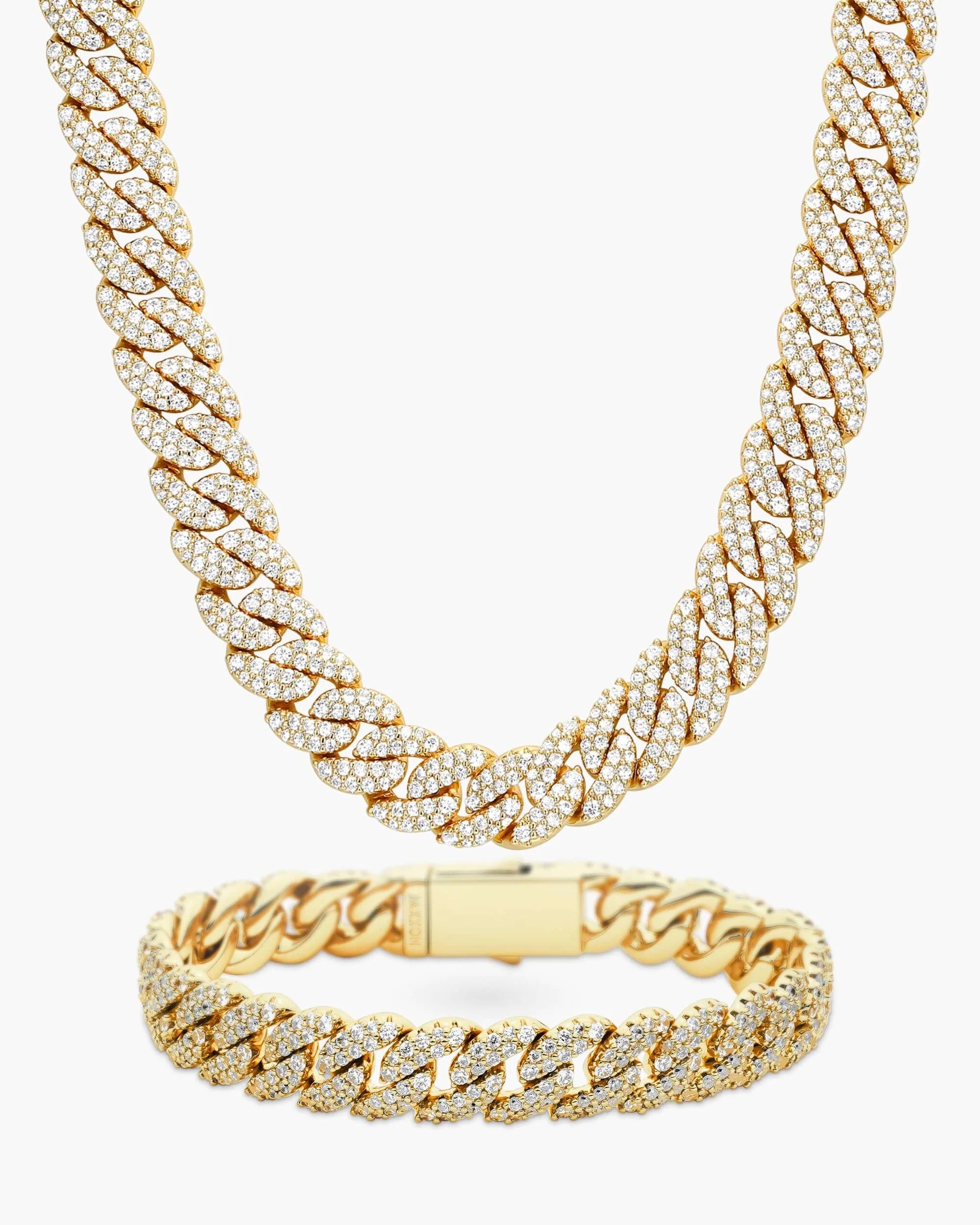 Iced Out Cuban Gold Set - 10mm