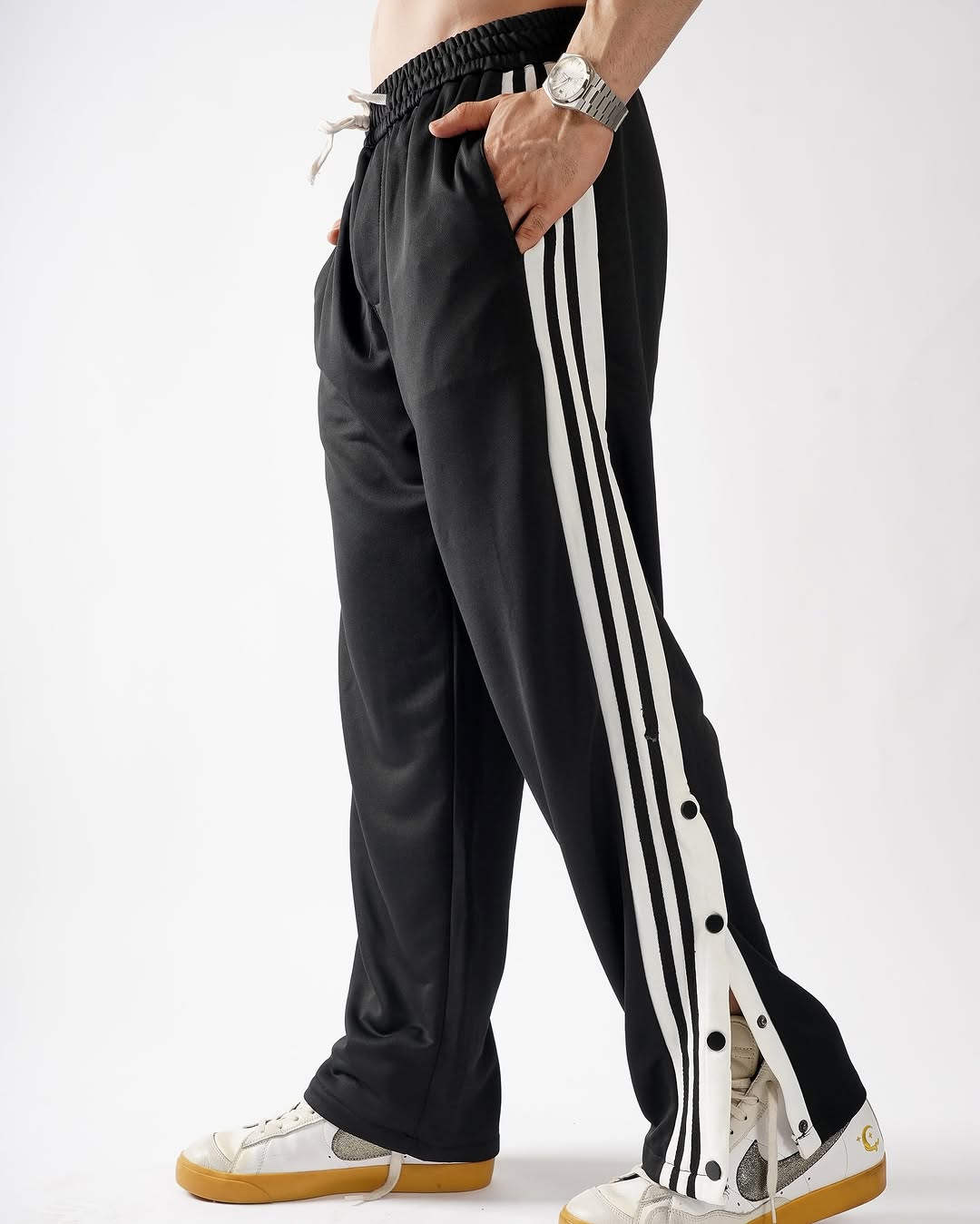 Pack of 2 Side Slit Pant (Black + Grey)