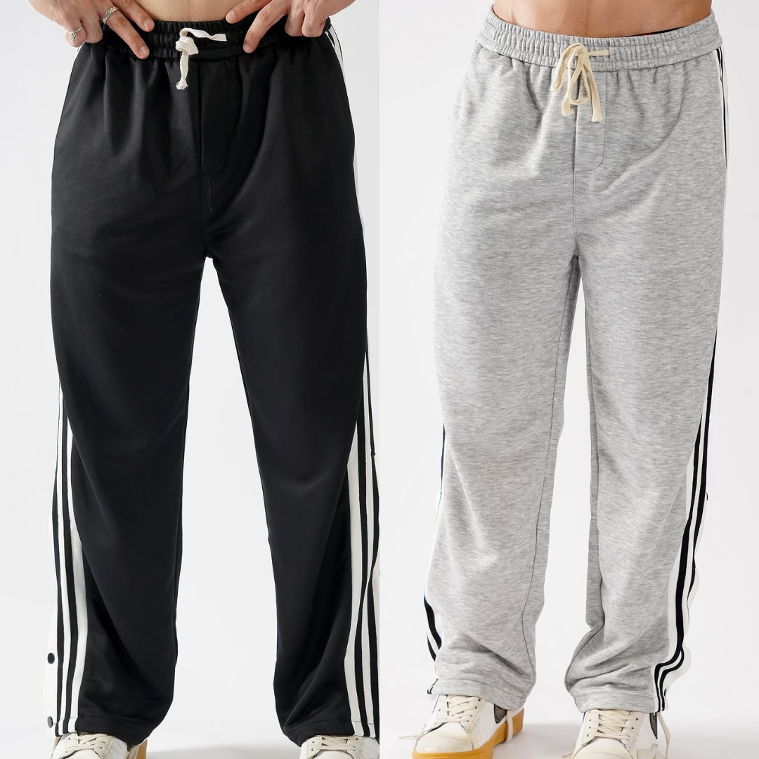 Pack of 2 Side Slit Pant (Black + Grey)