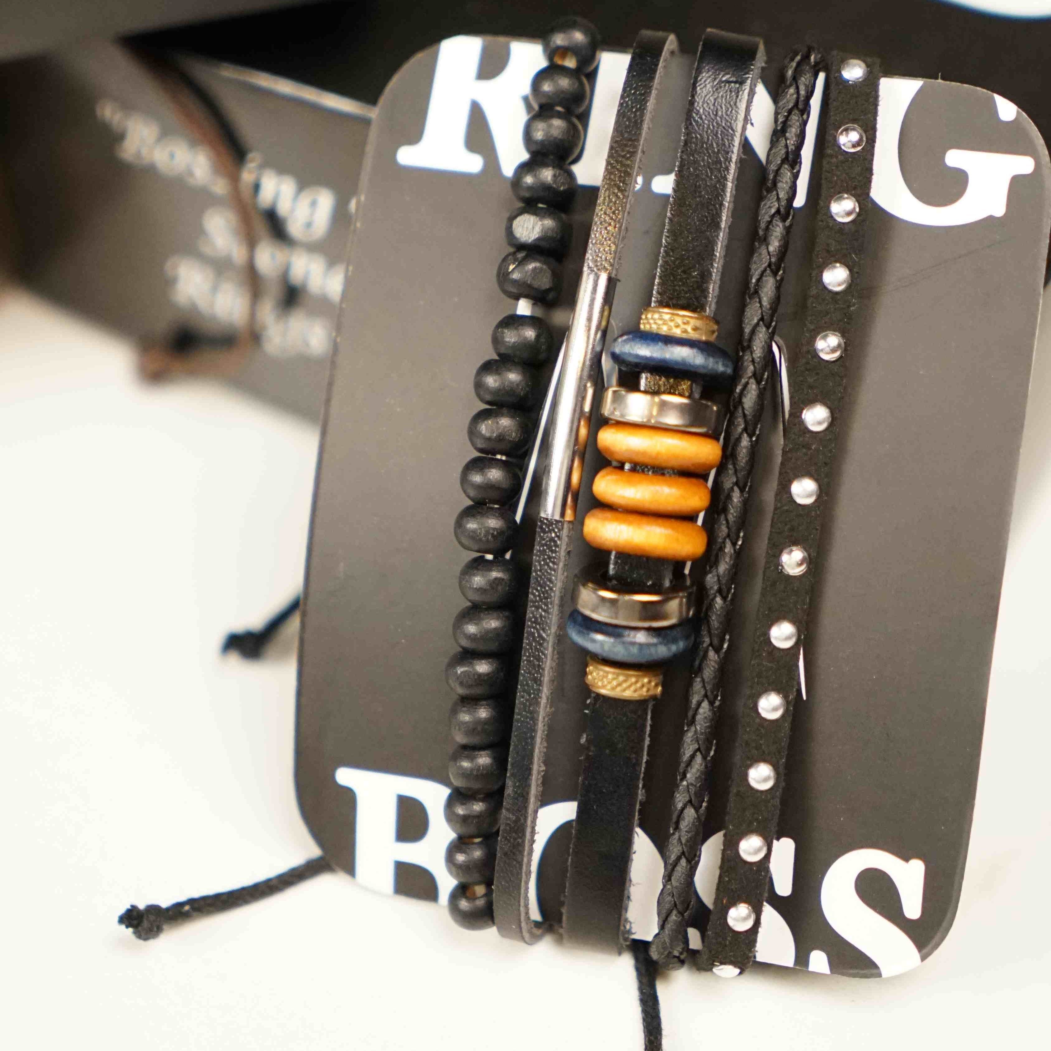 Multi-Leather Bracelet Stack