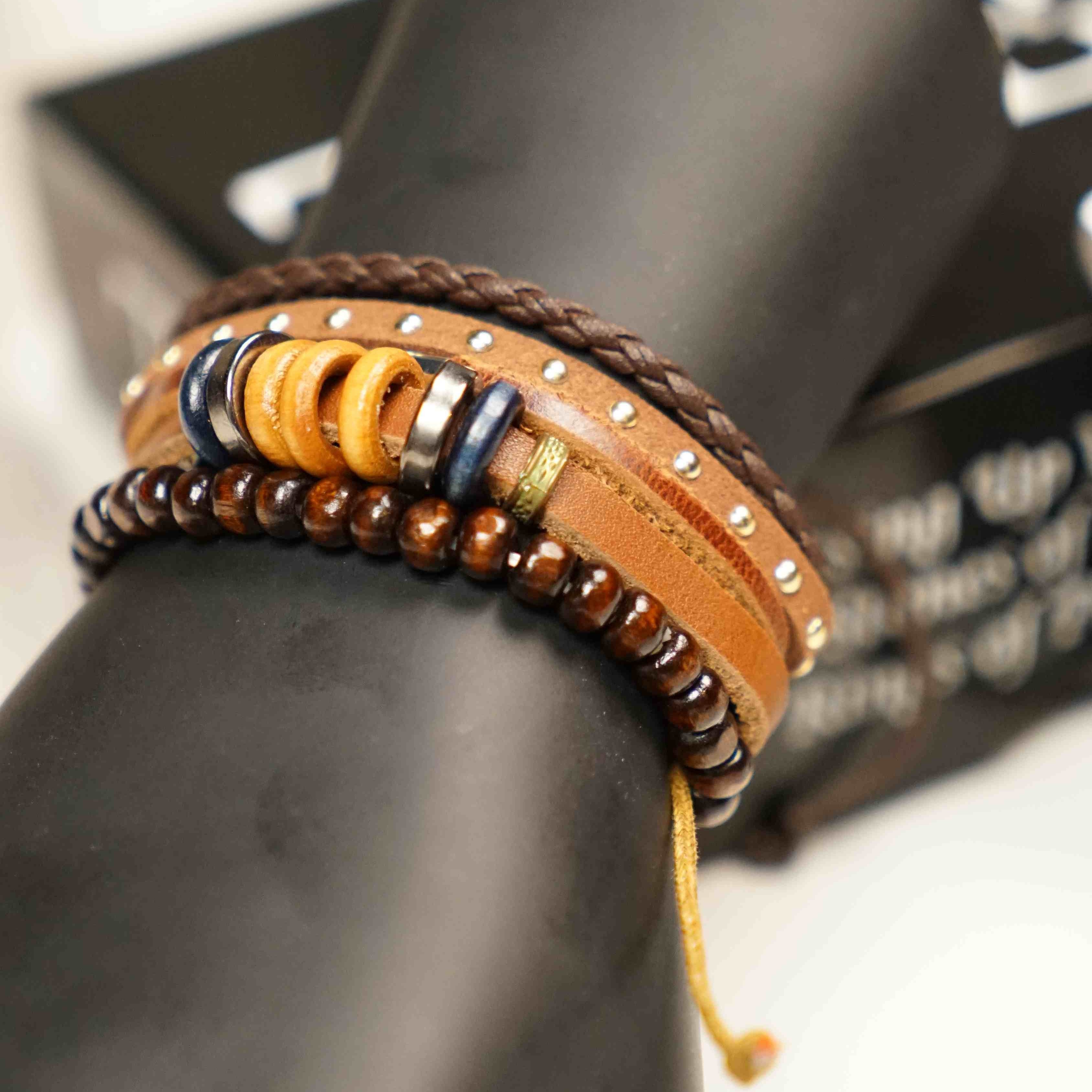 Multi-Leather Bracelet Stack