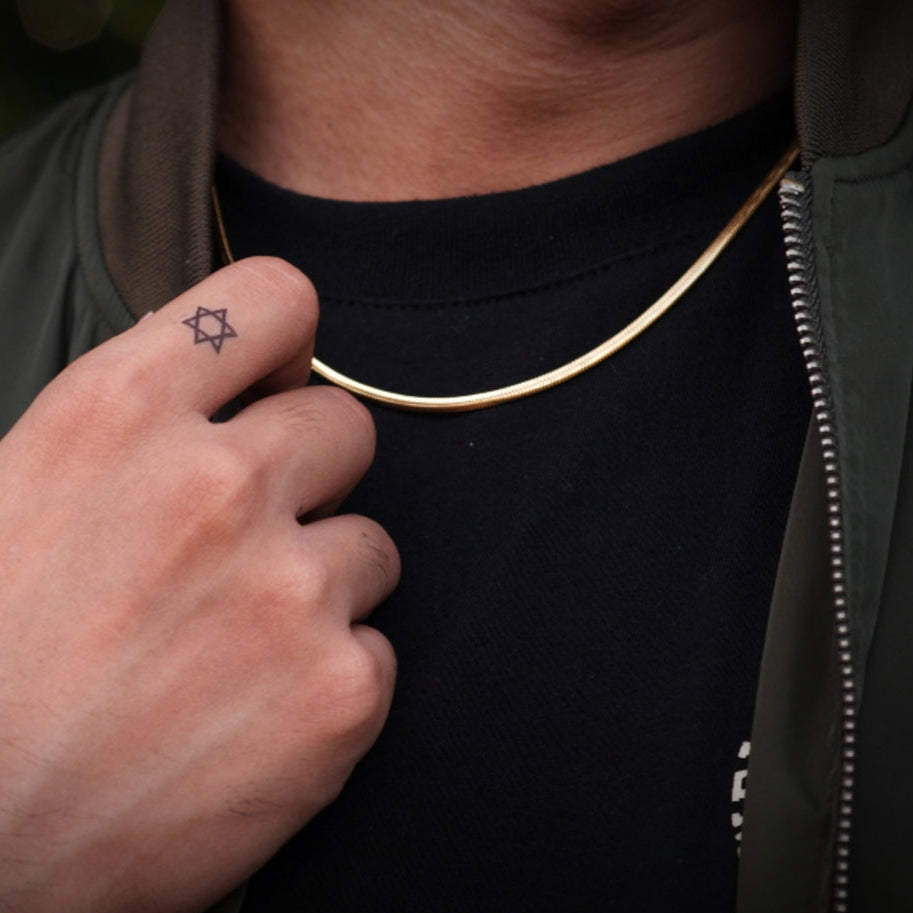 Gold Snake Chain & Bracelet Set 4mm