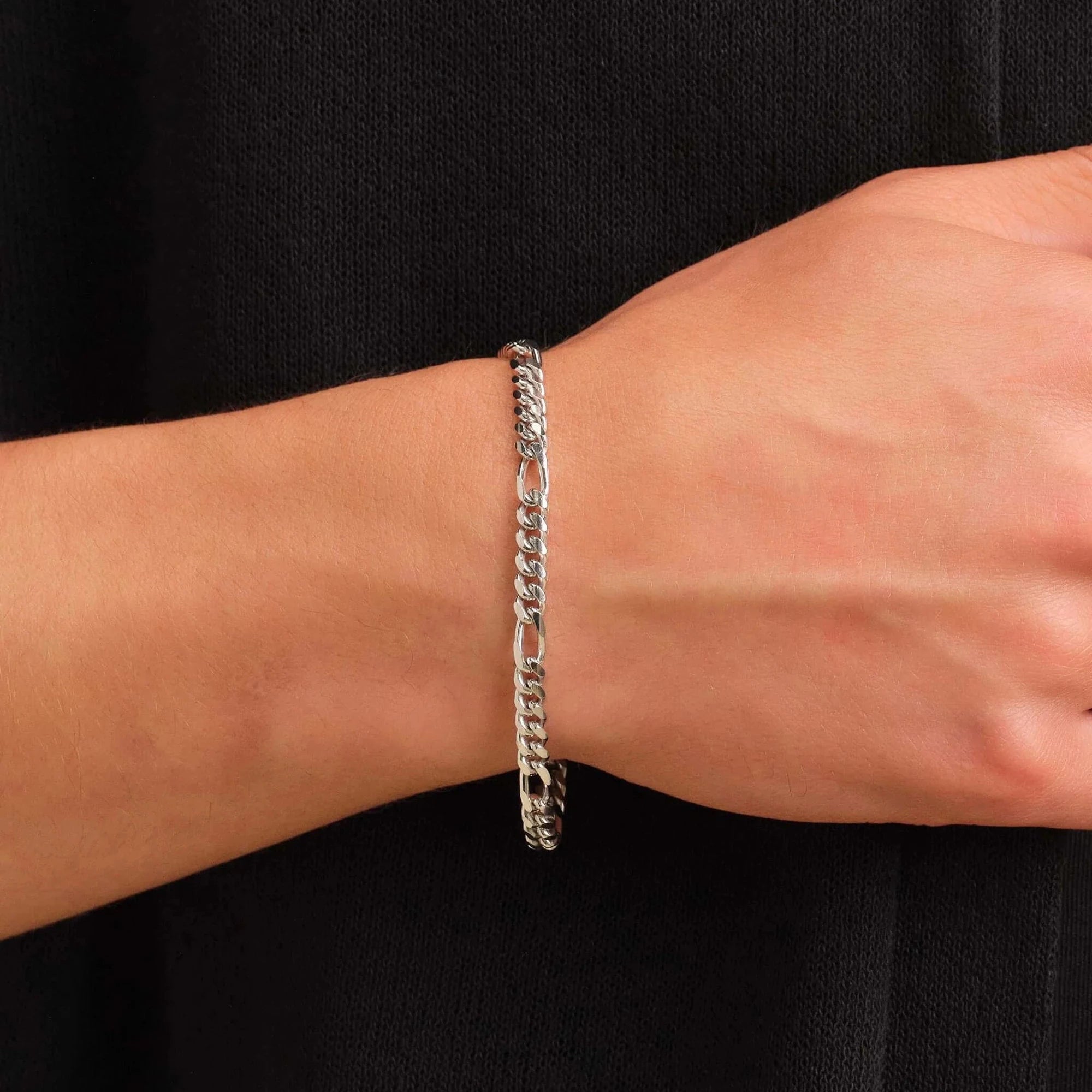 Silver Figaro Chain & Bracelet Set 6mm