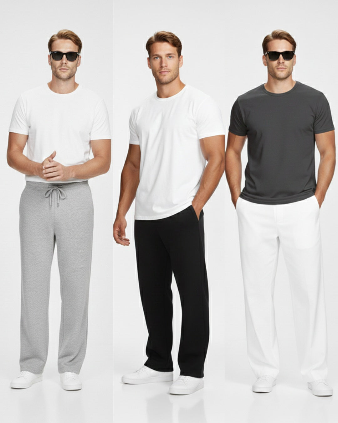 P&B Mens Wide Leg Trousers Pack of 2