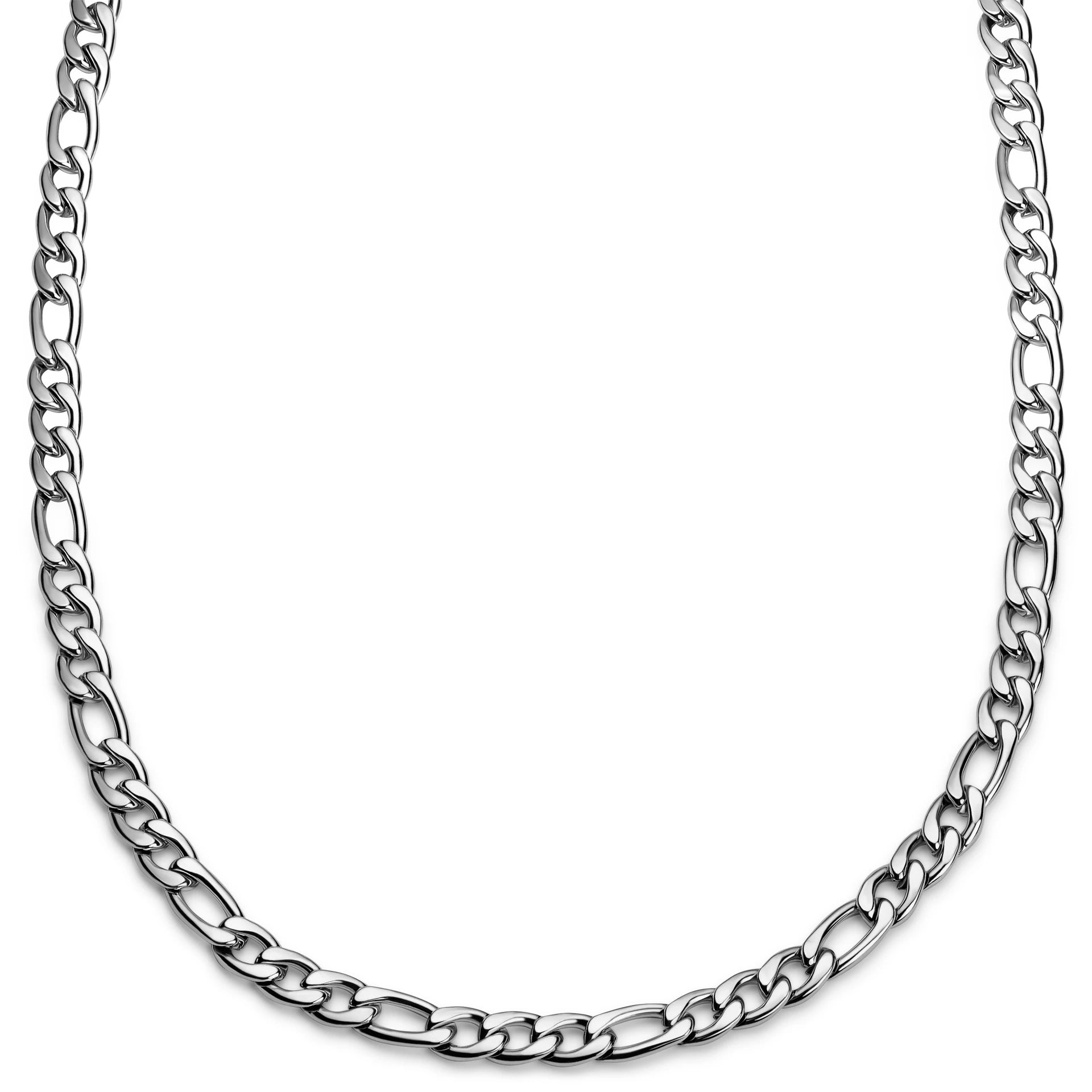 Silver Figaro Chain & Bracelet Set 6mm